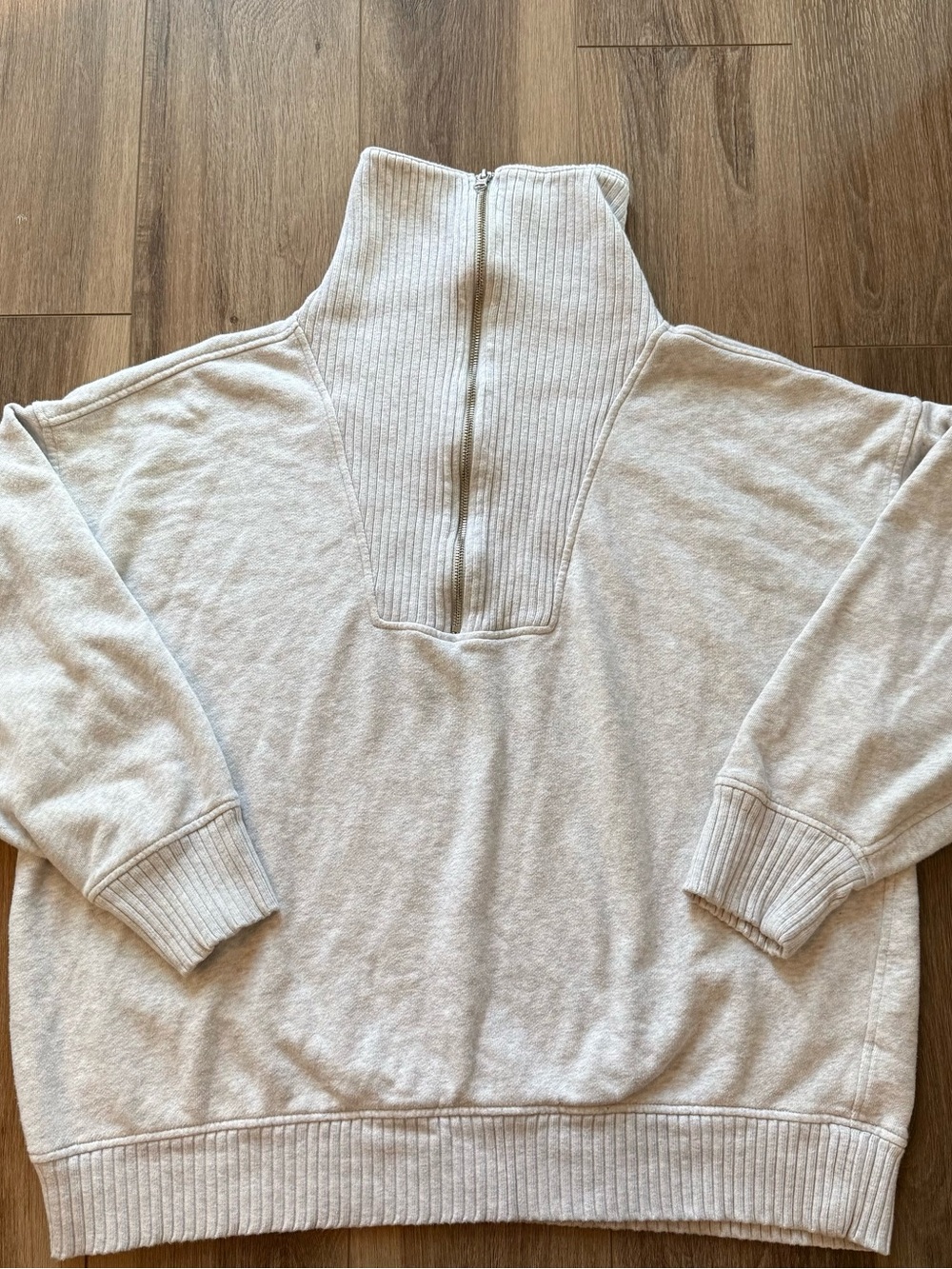 Aerie Light Grey Half-Zip Pullover Sweatshirt size XL
